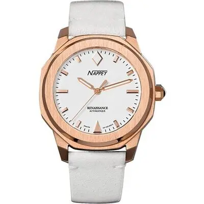 Nappey Renaissance Rose Gold And White Suede Automatic NY41-BD2M-3B2A 200M Unisex Watch