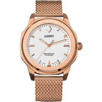 Nappey Renaissance Rose Gold And White Milanese Automatic NY41-BD2M-6B9A 200M Unisex Watch