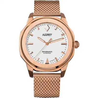 Nappey Renaissance Rose Gold And White Milanese Automatic NY41-BD2M-6B9A 200M Unisex Watch