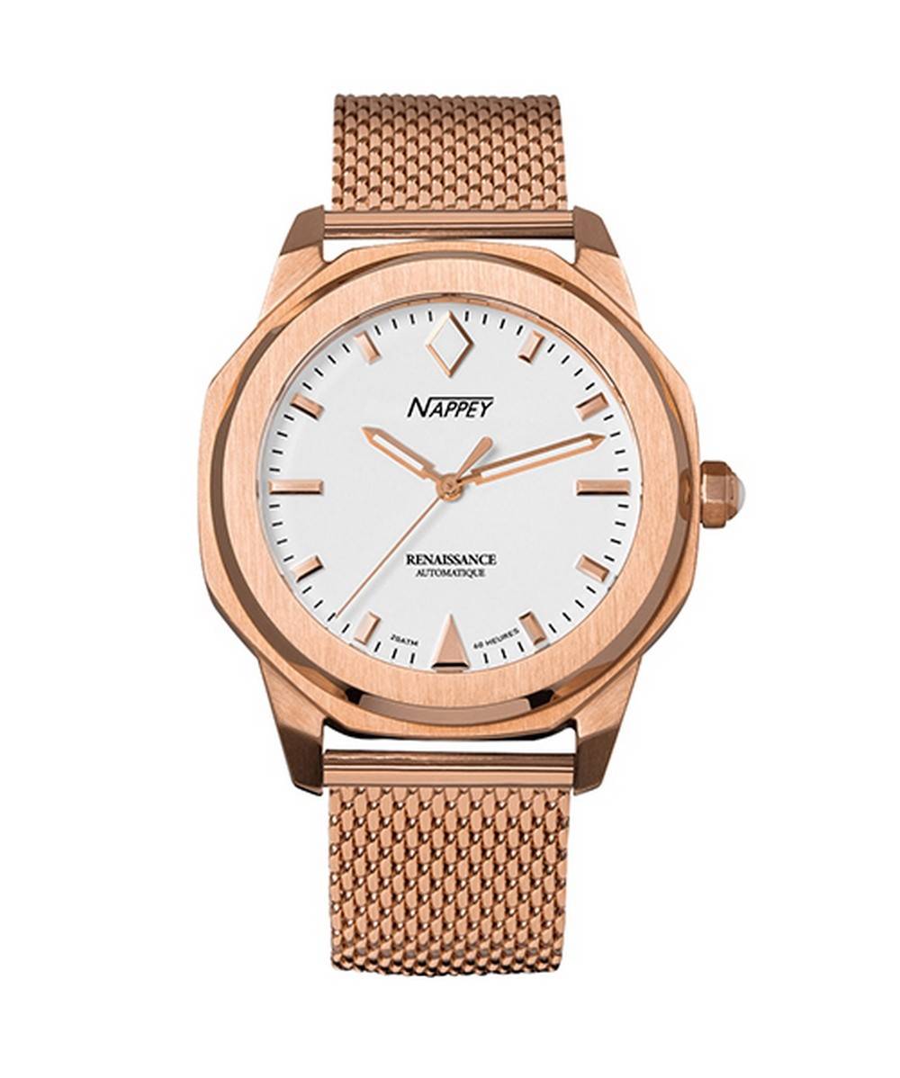 Nappey Renaissance Rose Gold And White Milanese Automatic NY41-BD2M-6B9A 200M Unisex Watch