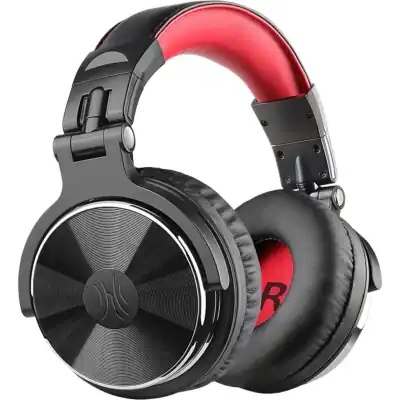 Oneodio Pro 10 Professional Wired Over Ear DJ and Studio Monitoring Headphones - Red/Black