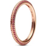 Pandora Me Red Pave Ring With 14K Rose Gold Plated P-189679C02-54 For Women