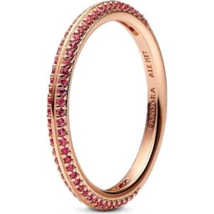 Pandora Me Red Pave Ring With 14K Rose Gold Plated P-189679C02-54 For Women