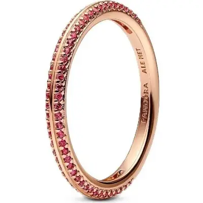 Pandora Me Red Pave Ring With 14K Rose Gold Plated P-189679C02-54 For Women