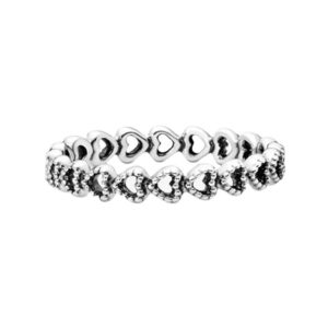 Pandora Band Of Hearts Ring With Clear Beads P-190980-54 For Women