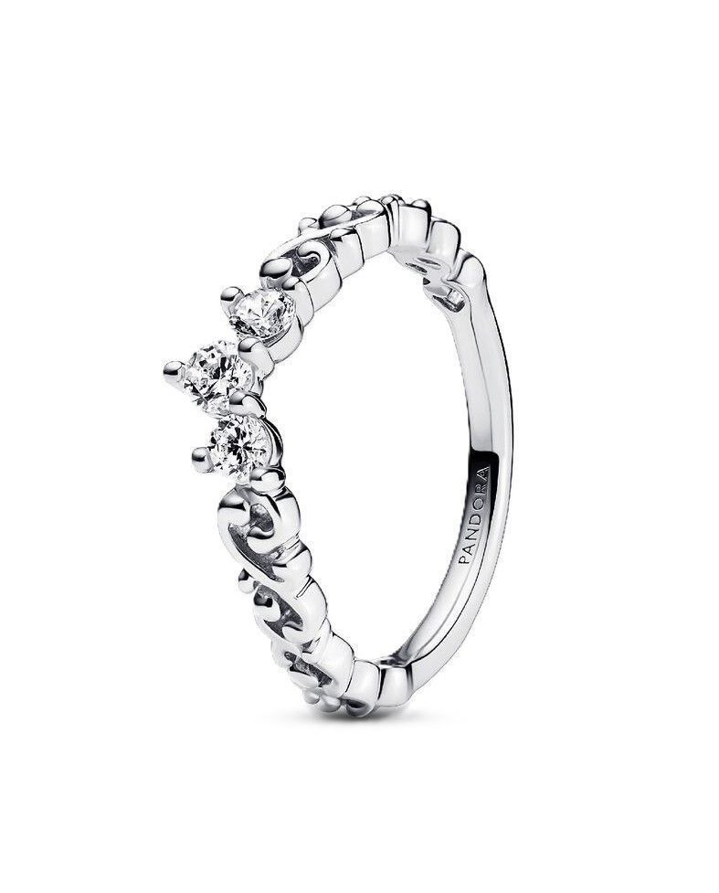 Pandora Regal Swirl Tiara Ring With Clear Cubic Zirconia P-192232C01-54 For Women