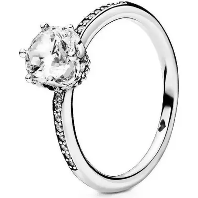 Pandora Sparkling Crown Solitaire Ring With Clear Cubic Zirconia P-198289CZ-54 For Women