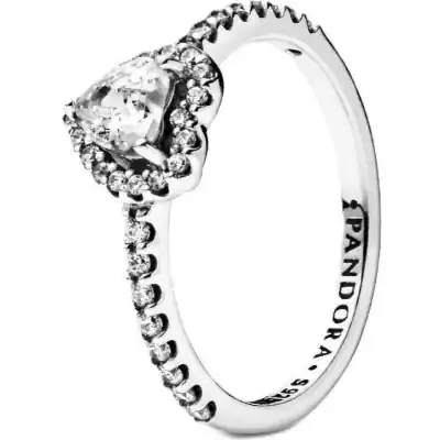 Pandora Elevated Heart Ring With Clear Cubic Zirconia P-198421C01-54 For Women