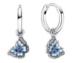 Pandora Blue Butterfly Hoop Earrings Sterling Silver 290778C01 For Women