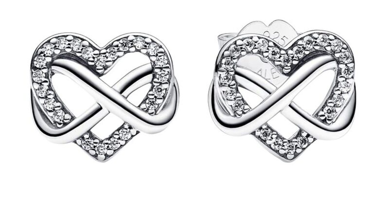 Pandora Sparkling Infinity Heart Stud Earrings 292667C01 For Women