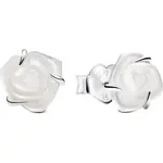 Pandora White Rose In Bloom Stud Earring With White Bioresin P-293209C01 For Women