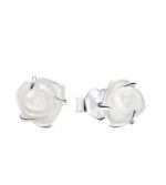 Pandora White Rose In Bloom Stud Earring With White Bioresin P-293209C01 For Women