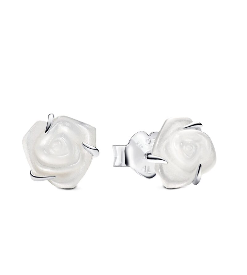 Pandora White Rose In Bloom Stud Earring With White Bioresin P-293209C01 For Women Pandora White Rose In Bloom Stud Earring With White Bioresin P-293209C01 For Women