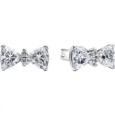 Pandora Sparkling Bow Stud Earring With Clear Cubic Zirconia P-293506C01 For Women