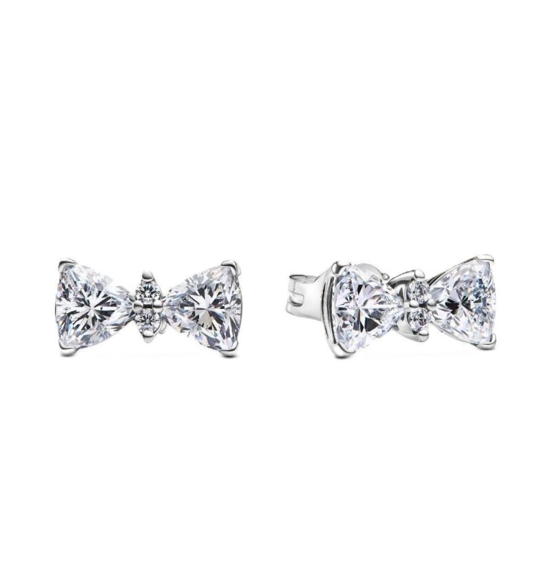 Pandora Sparkling Bow Stud Earring With Clear Cubic Zirconia P-293506C01 For Women