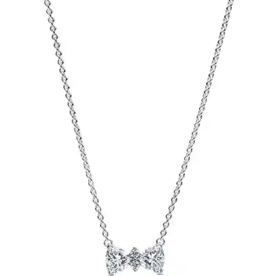 Pandora Sparkling Bow Necklace With Clear Cubic Zirconia P-393509C01-45 For Women