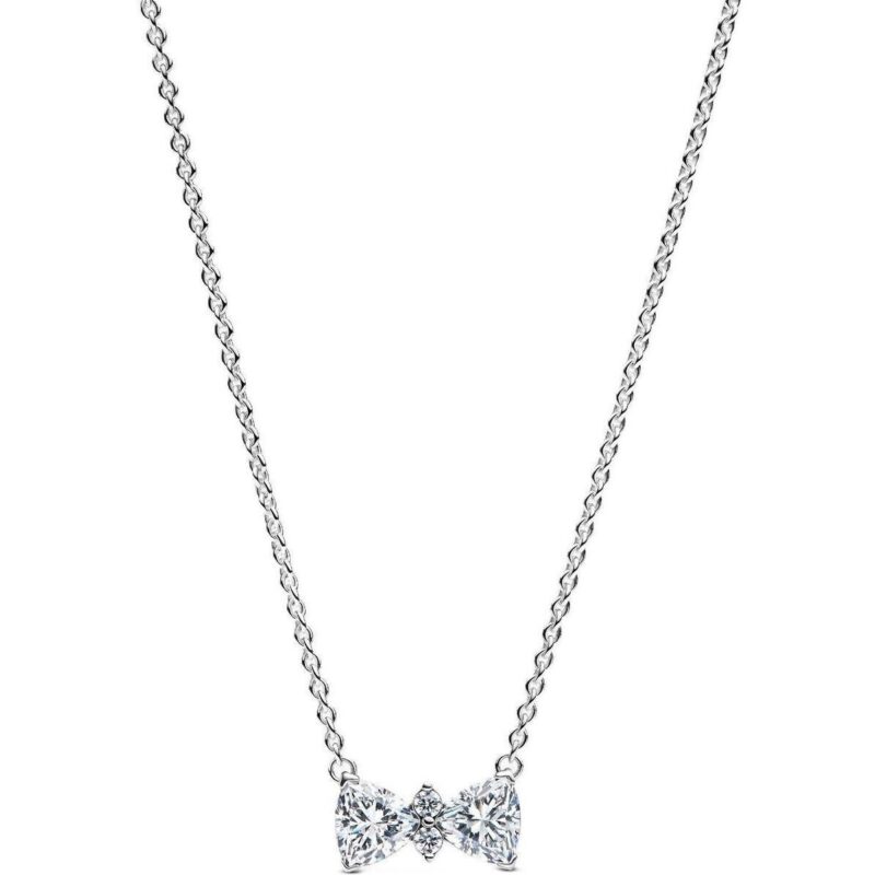 Pandora Sparkling Bow Necklace With Clear Cubic Zirconia P-393509C01-45 For Women Pandora Sparkling Bow Necklace With Clear Cubic Zirconia P-393509C01-45 For Women