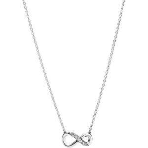 Pandora Moments Infinity Sterling Silver Collier Necklace With Clear Cubic Zirconia 398821C01-50 For Women