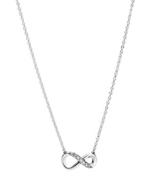 Pandora Moments Infinity Sterling Silver Collier Necklace With Clear Cubic Zirconia 398821C01-50 For Women