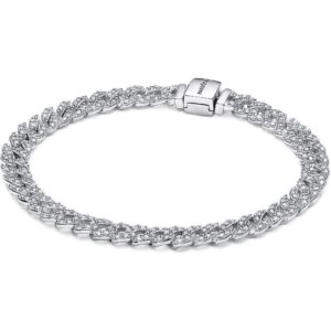 Pandora Timeless Pave Cuban Chain Bracelet With Clear Cubic Zirconia P-593008C01-18 For Women
