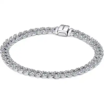 Pandora Timeless Pave Cuban Chain Bracelet With Clear Cubic Zirconia P-593008C01-18 For Women
