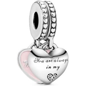 Pandora Mother And Daughter Hearts With Pink Enamel And Clear Cubic Zirconia P-792072EN40 For Women