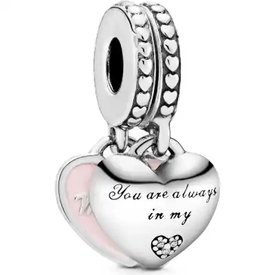 Pandora Mother And Daughter Hearts With Pink Enamel And Clear Cubic Zirconia P-792072EN40 For Women
