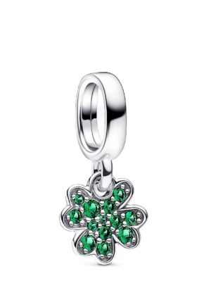 Pandora Moments Four Leaf Clover Dangle Charm With Green Crystals P-792751C01 For Women