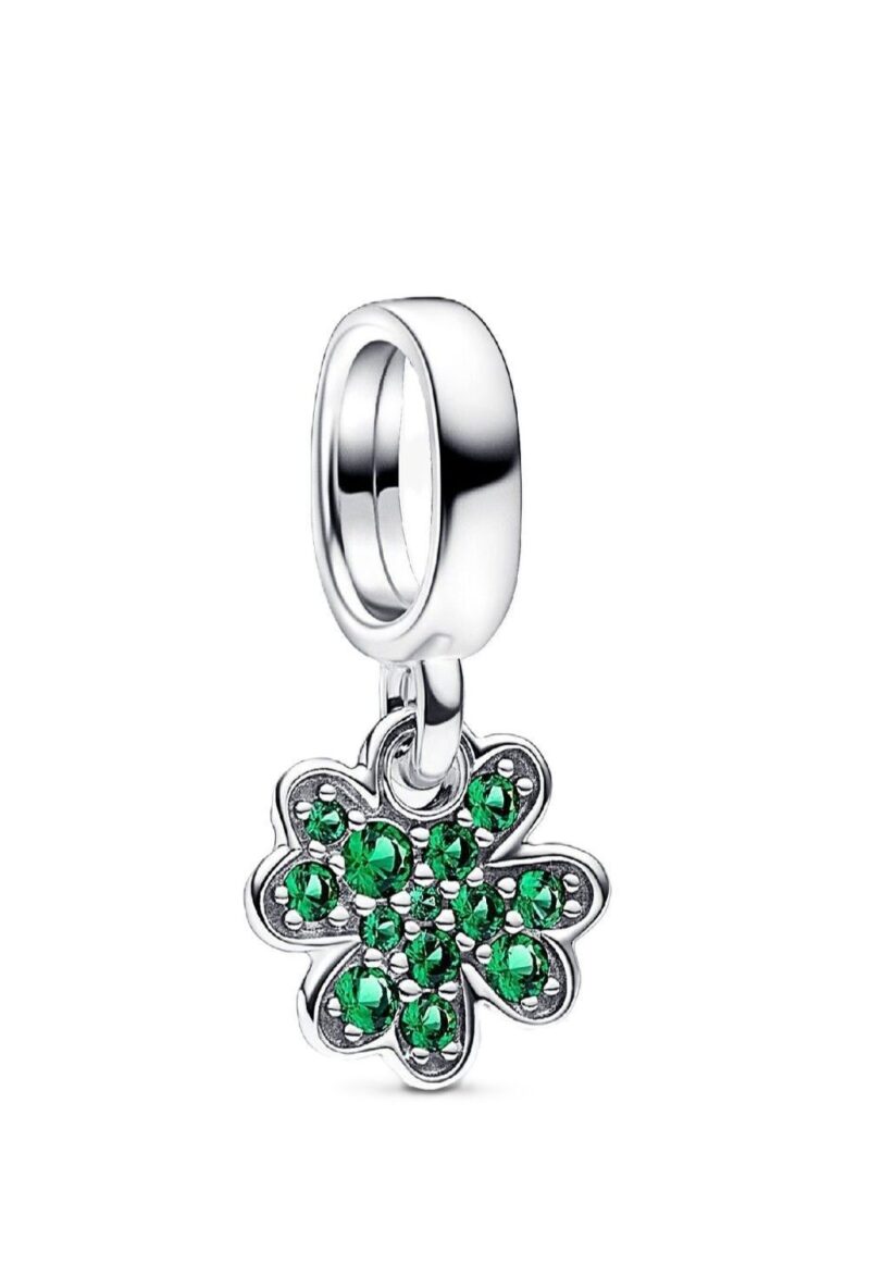 Pandora Moments Four Leaf Clover Dangle Charm With Green Crystals P-792751C01 For Women Pandora Moments Four Leaf Clover Dangle Charm With Green Crystals P-792751C01 For Women