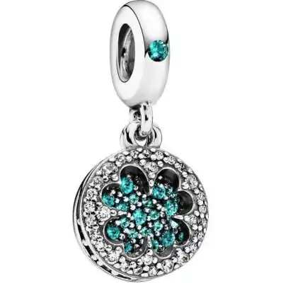Pandora Silver Lucky Four Leaf Clover Dangle Charm Cubic Zirconia 797906NRGMX For Women
