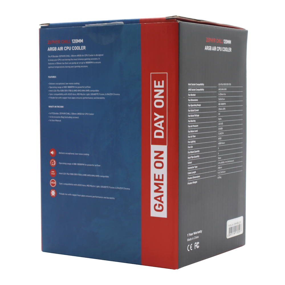 PCBuilder Zephyr Chill 120MM ARGB AIR CPU Cooler 4 PCBuilder Zephyr Chill 120MM ARGB AIR CPU Cooler - Image 4