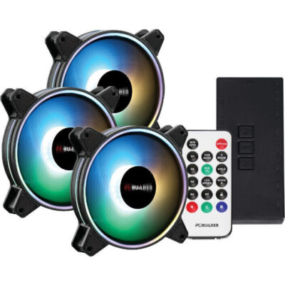 PCBuilder Tempest Chill Fan Kit 3x120MM Dual Glow ARGB Fan + Controller + RF Remote