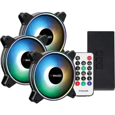 PCBuilder Tempest Chill Fan Kit 3x120MM Dual Glow ARGB Fan + Controller + RF Remote