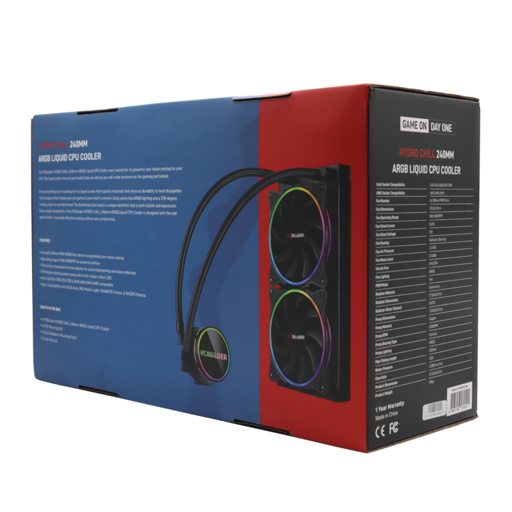 PCBuilder Hydro Chill 240MM AIO Liquid CPU Cooler ARGB 6 PCBuilder Hydro Chill 240MM AIO Liquid CPU Cooler ARGB - Image 6