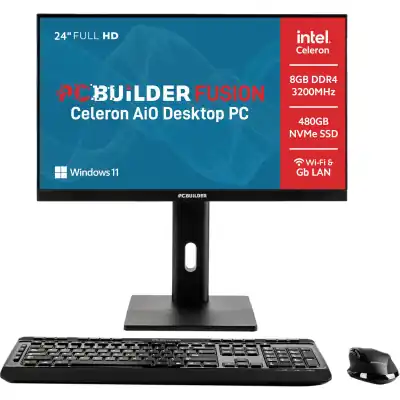 PCBuilder FUSION 24″ Intel Celeron G6900 Windows 11 AiO Desktop PC
