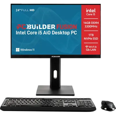 PCBuilder FUSION 24″ Intel Core i5-14400 Windows 11 AiO Desktop PC