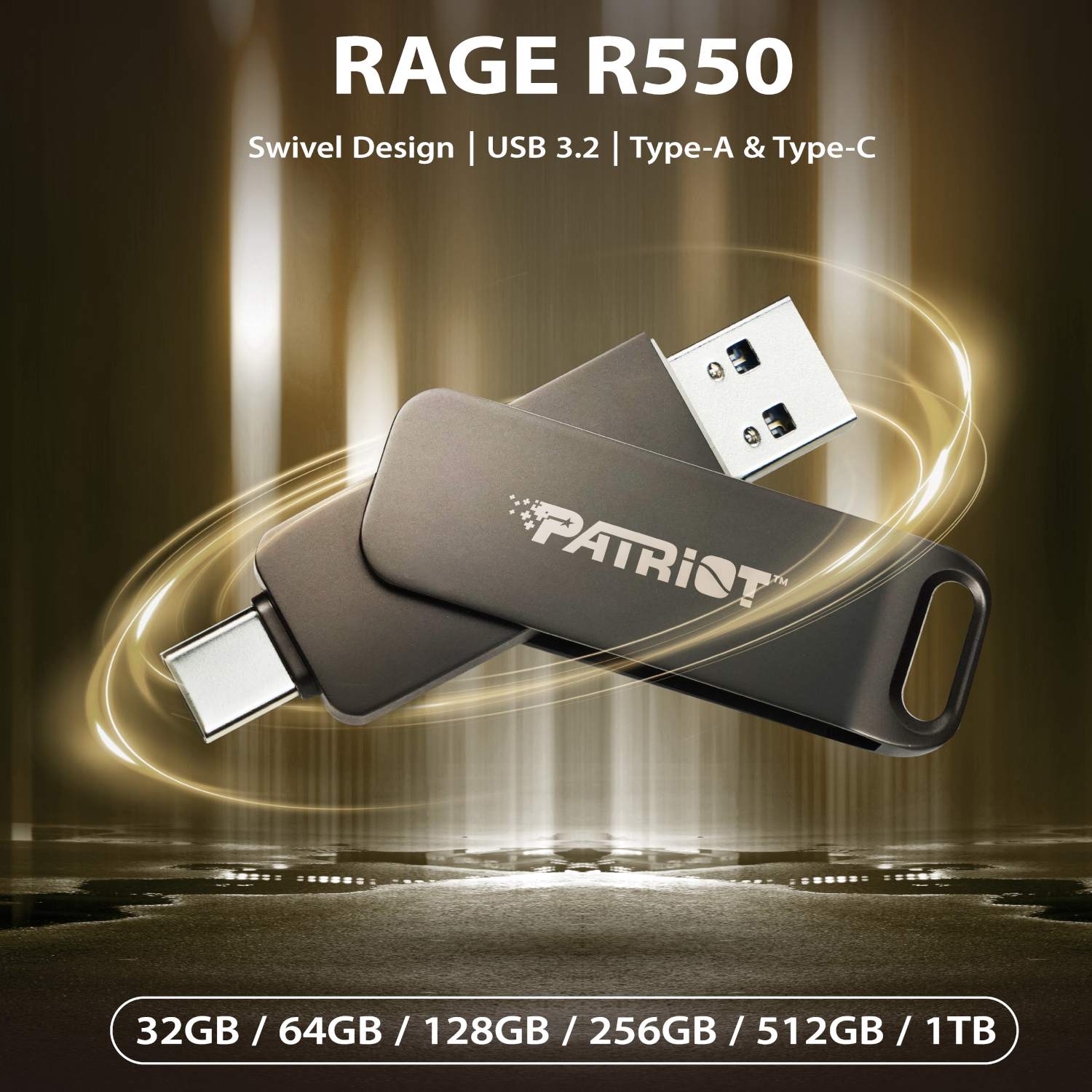 Patriot Rage R550 64GB USB3.2 Swing Type A to Type-C Flash Drive - Image 5