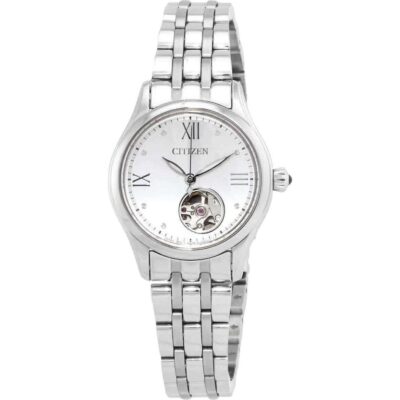 Citizen Luna Stainless Steel Open Heart Silver Dial Automatic PR1040-88A Women's Watch