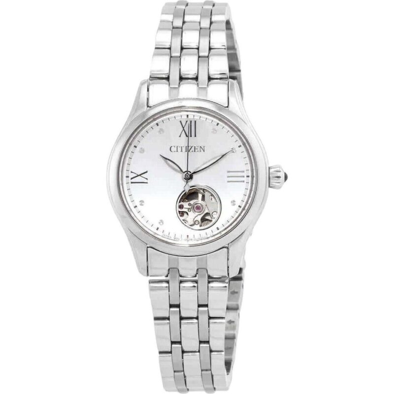 Citizen Luna Stainless Steel Open Heart Silver Dial Automatic PR1040-88A Women's Watch