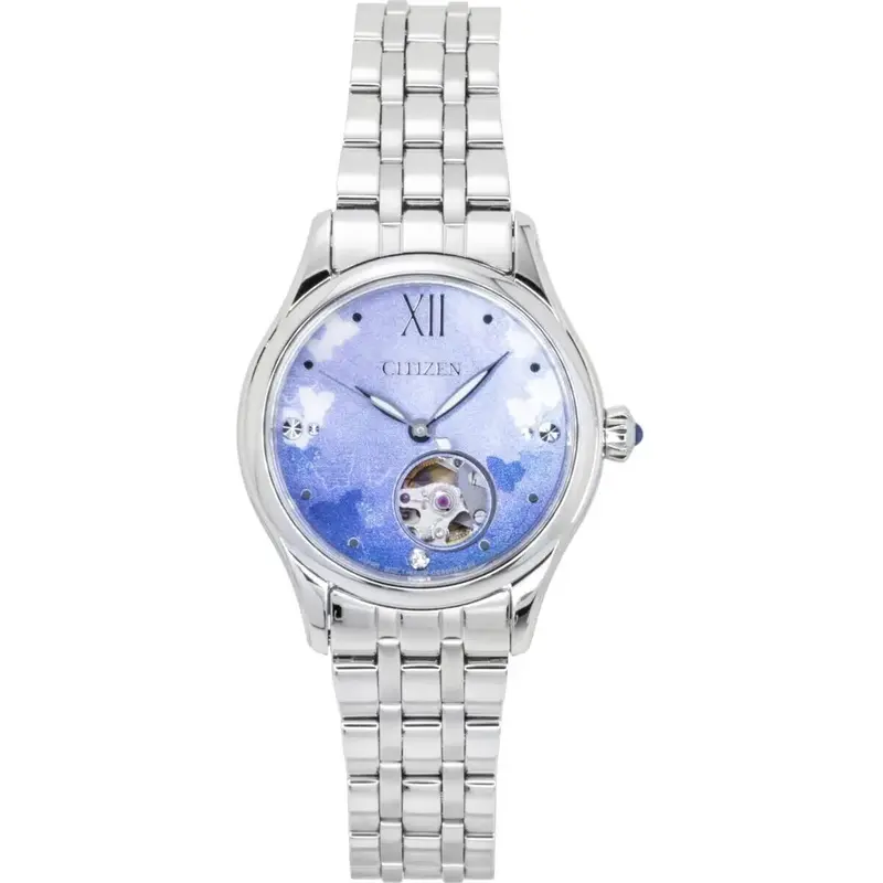 Citizen Limited Edition Stainless Steel Open Heart Light Blue Dial Automatic PR1040-88N Women's Watch