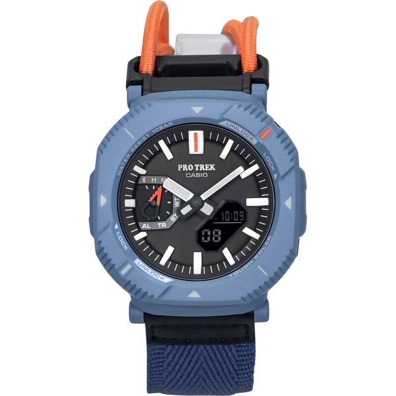 Casio Pro Trek Hiker Line Analog Digital Mobile Link Cloth Strap Grey Dial Tough Solar PRJ-B001B-2 100M Men's Watch