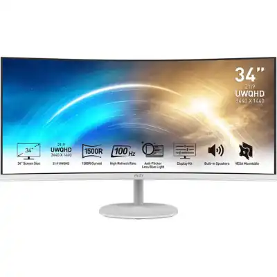 MSI PRO MP341CQ Professional Monitor 3440x1440 (UWQHD) VA 1ms 100Hz HDMI White