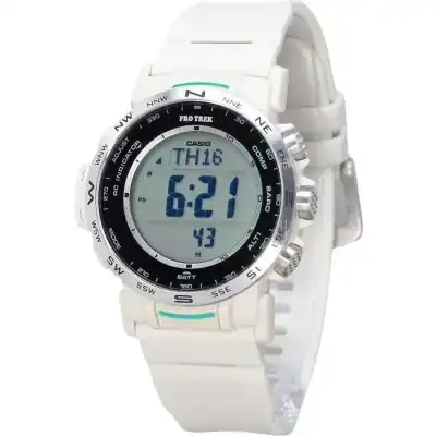 Casio ProTrek Climber Line Digital White Bio Based Resin Strap Tough Solar PRW-35-7 100M Men's Watch