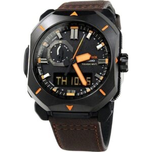 Casio ProTrek Analog Digital Brown Leather Strap Grey Dial Tough Solar PRW-6900YL-5 100M Men's Watch