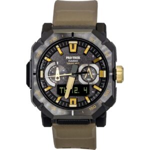 Casio Pro Trek Analog Digital Smartphone Link Brown Rubber Strap Black Dial Solar PRW-B1000-5 100M Men's Watch