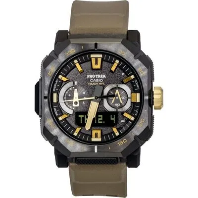 Casio Pro Trek Analog Digital Smartphone Link Brown Rubber Strap Black Dial Solar PRW-B1000-5 100M Men's Watch