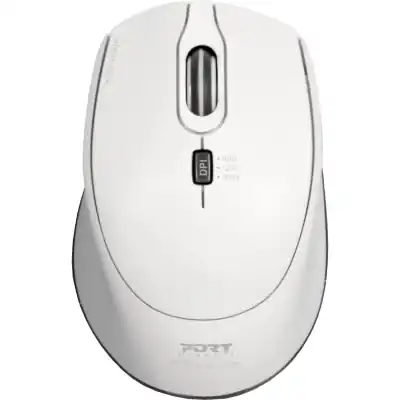 Port Connect Silent 1600DPI 3 Button Wireless Mouse - White
