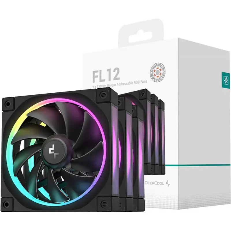 DeepCool FL12 3-in-1 ARGB 120mm Fan 3 Pack - Black
