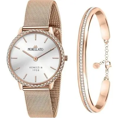 Morellato 1930 Just Time Rose Gold Silver Dial Quartz R0153161504 Women's Watch With Free Bracelet