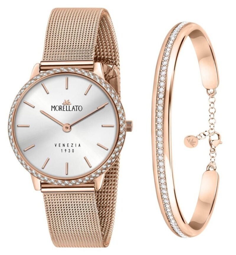 Morellato 1930 Just Time Rose Gold Silver Dial Quartz R0153161504 Women's Watch With Free Bracelet Morellato 1930 Just Time Rose Gold Silver Dial Quartz R0153161504 Women's Watch With Free Bracelet